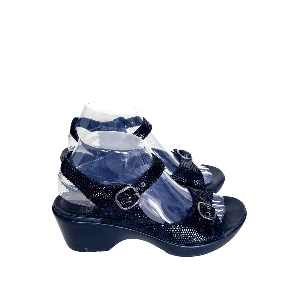 Dansko Womens Platform Wedge Open Toe‎ Sandals Size 38 Black Leather Comfort